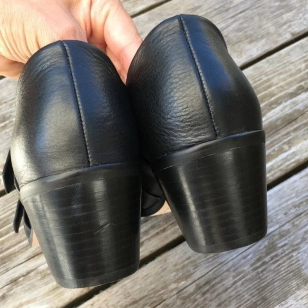 Anthropologie Splendid Carla Buckle Point Toe Black Leather Booties 8.5 NWOB
